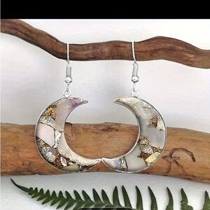 2pcs Fashion Moon-shaped Dangle Earrings, Bohemian Earrings